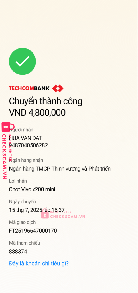 9487040506282 Hua Van Dat PG BANK bị cảnh báo lừa đảo scam