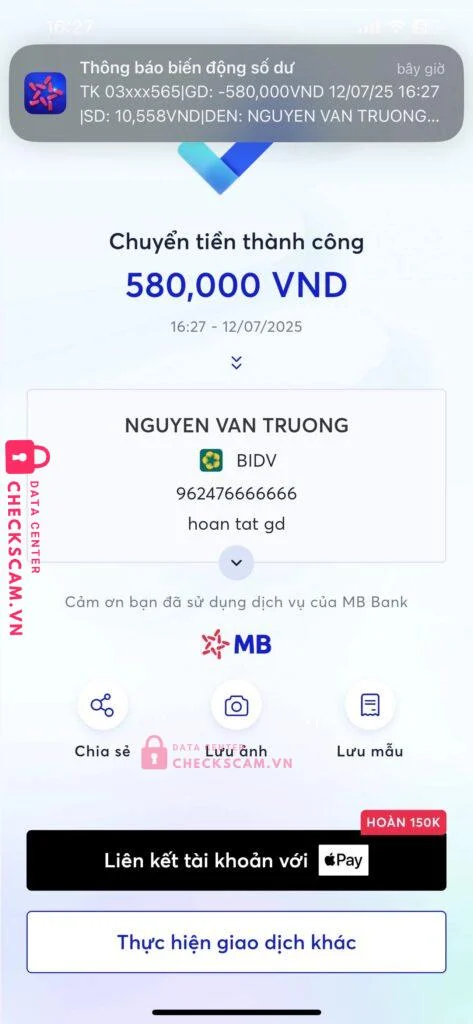962476666666 Nguyen Van Truong BIDV bị cảnh báo lừa đảo scam