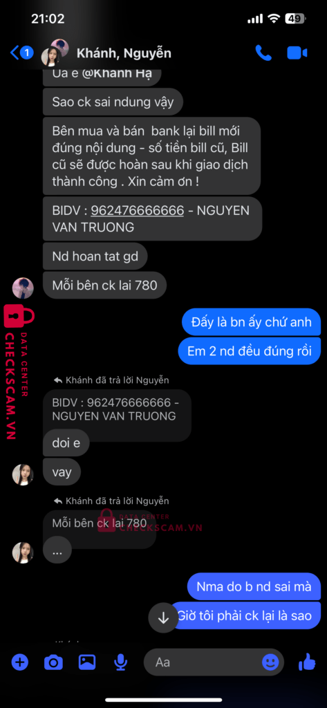 962476666666 Nguyen Van Truong BIDV bị cảnh báo lừa đảo scam