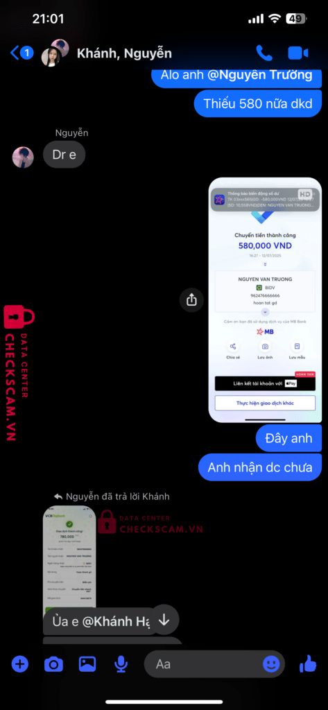 962476666666 Nguyen Van Truong BIDV bị cảnh báo lừa đảo scam