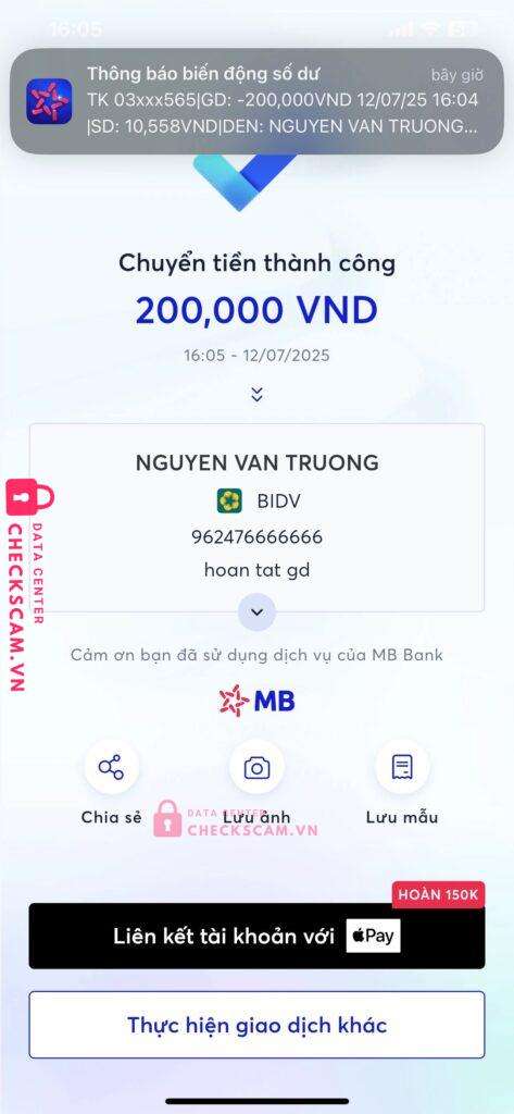 962476666666 Nguyen Van Truong BIDV bị cảnh báo lừa đảo scam