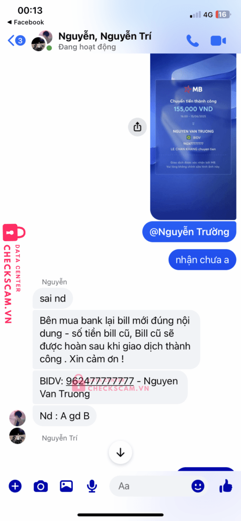 962477777777 NGUYEN VAN TRUONG BIDV bị cảnh báo lừa đảo scam