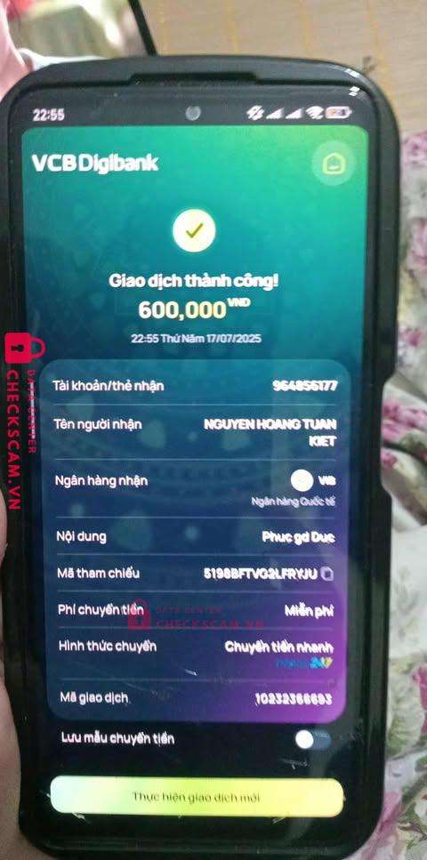 964856177 Nguyen Hoang Tuan Kiet VIB bị cảnh báo lừa đảo scam