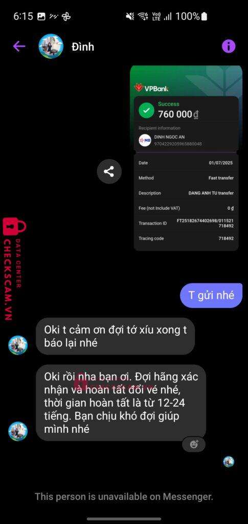 9704229205965880048 DINH NGOC AN MB bị cảnh báo lừa đảo scam