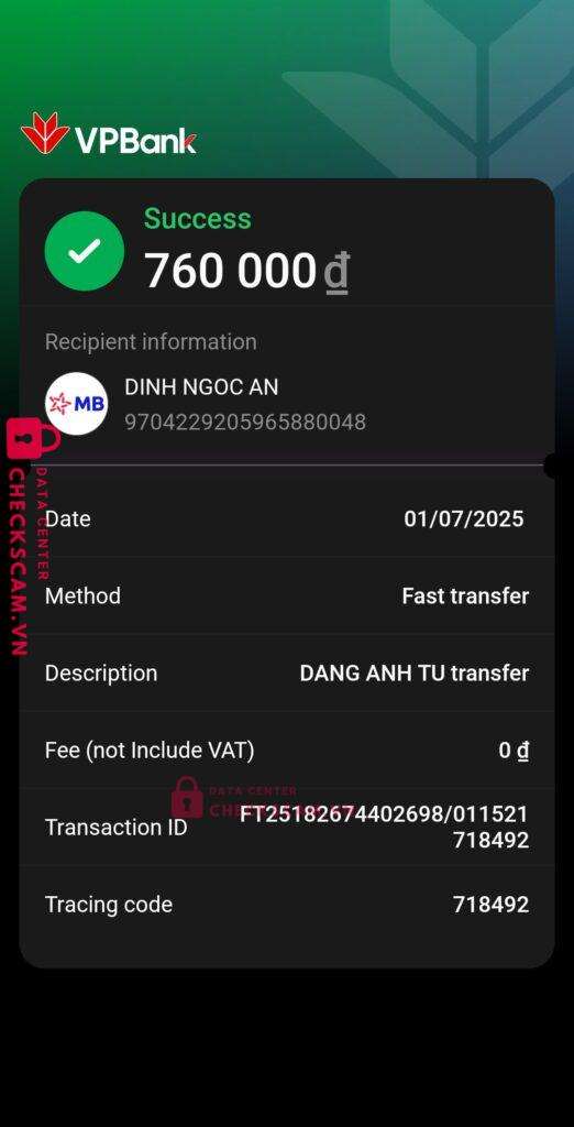 9704229205965880048 DINH NGOC AN MB bị cảnh báo lừa đảo scam