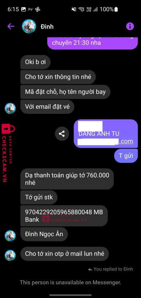 9704229205965880048 DINH NGOC AN MB bị cảnh báo lừa đảo scam