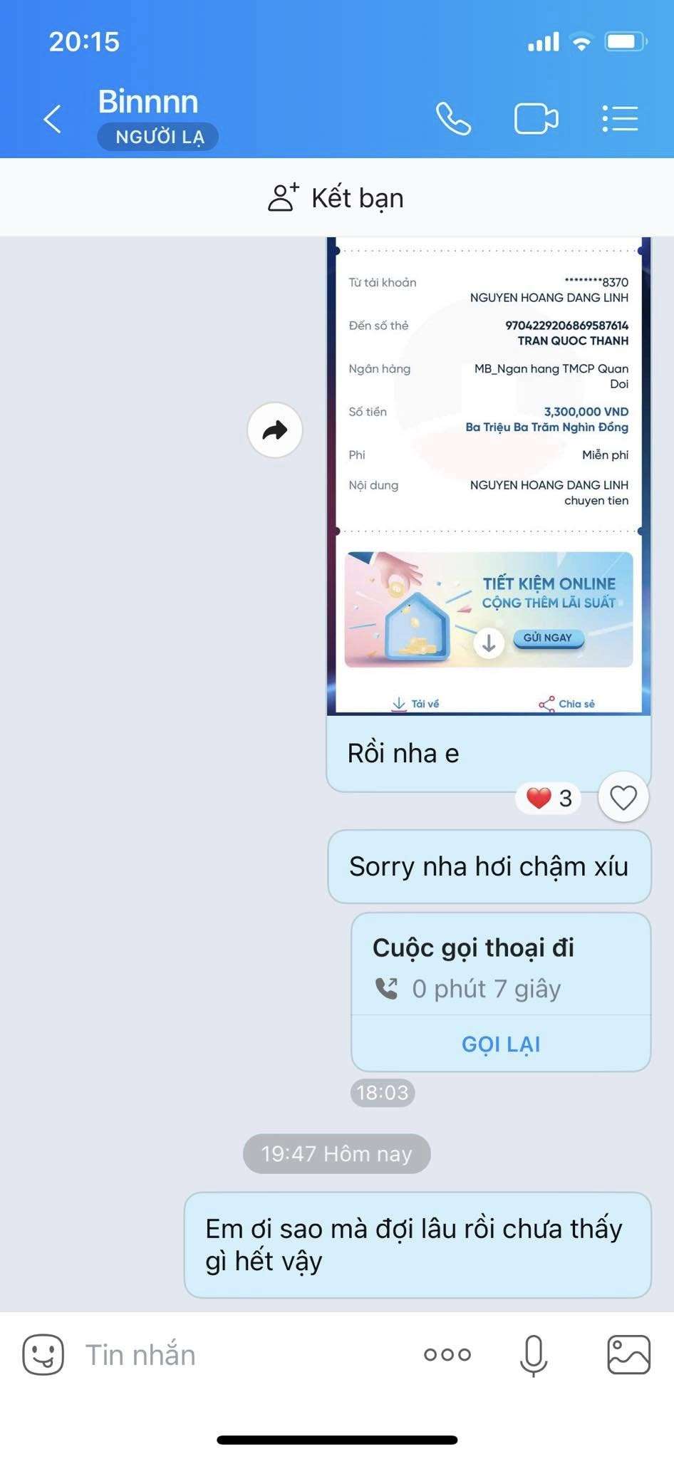 9704229206869587614 TRAN QUOC THANH MB bị cảnh báo lừa đảo scam