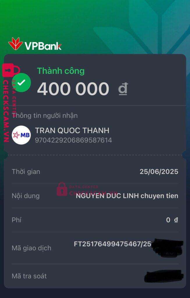 9704229206869587614 TRAN QUOC THANH MB bị cảnh báo lừa đảo scam