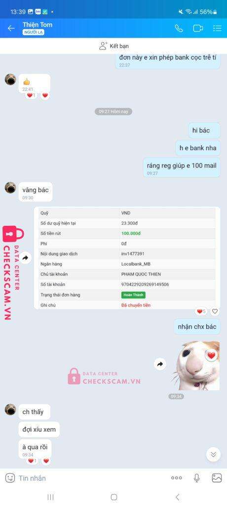 9704229209269149506 PHAM QUOC THIEN MB bị cảnh báo lừa đảo scam