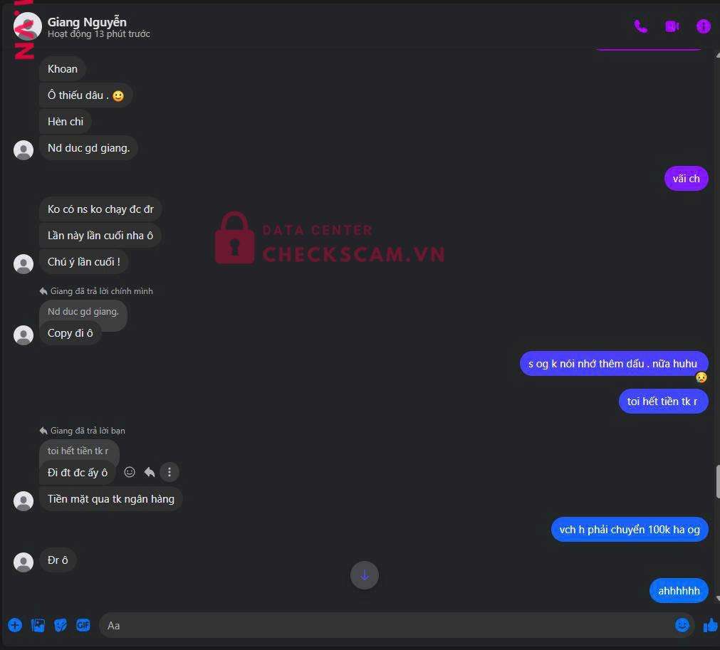 9704229209877243584 NGUYEN TRUONG GIANG MB bị cảnh báo lừa đảo scam