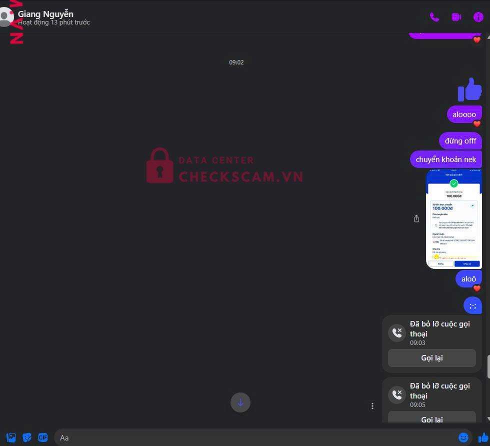 9704229209877243584 NGUYEN TRUONG GIANG MB bị cảnh báo lừa đảo scam