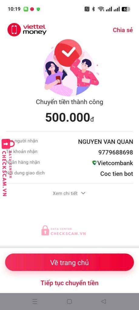 9779688698 NGUYEN VAN QUAN VCB bị cảnh báo lừa đảo scam