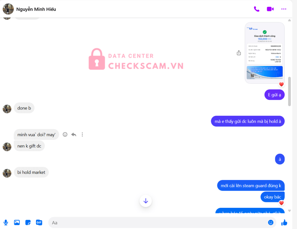 9869955239 NGUYEN MINH HIEU VCB bị cảnh báo lừa đảo scam