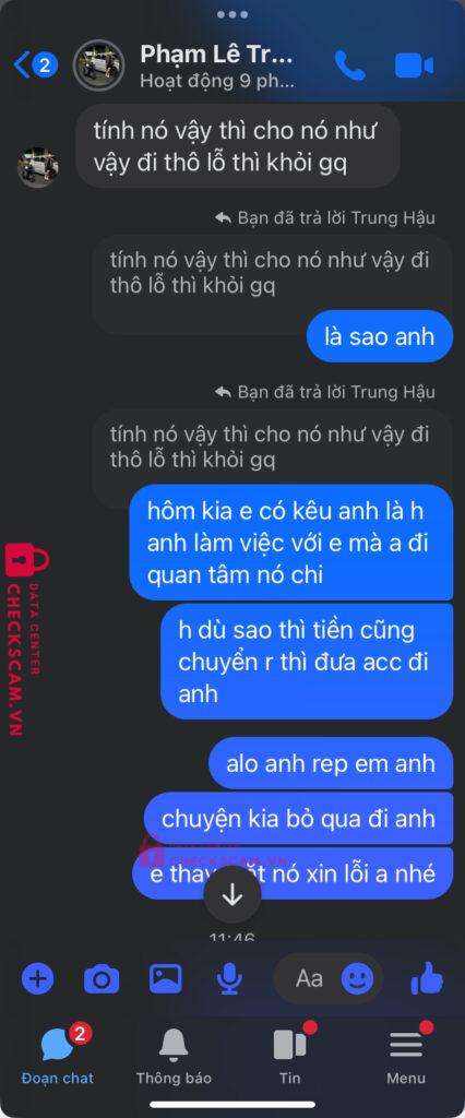 9896664278 PHAM LE TRUNG HAU MB bị cảnh báo lừa đảo scam