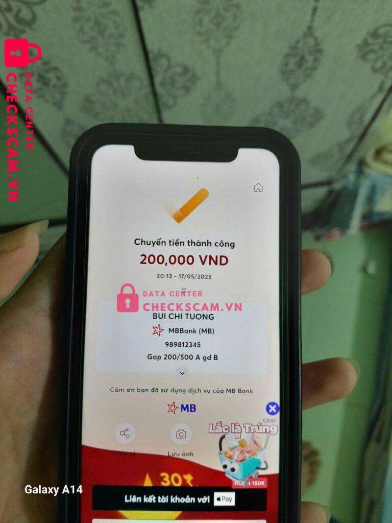 989812345 Bui Chi Tuong MB bị cảnh báo lừa đảo scam