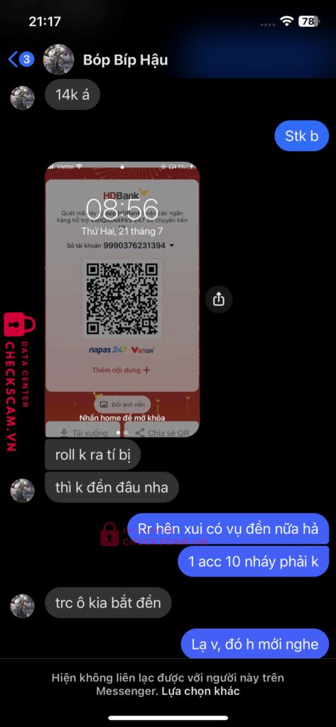 9990376231394 NGUYEN PHUC HAU HD BANK bị cảnh báo lừa đảo scam