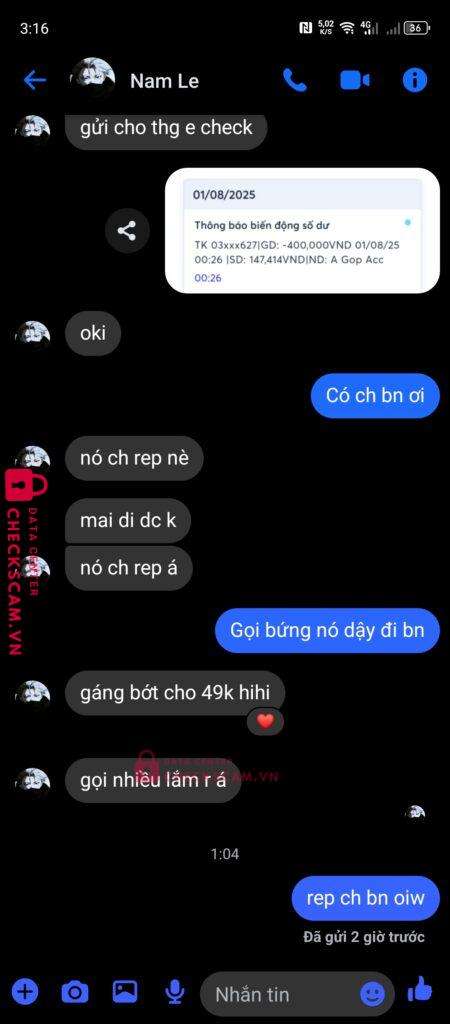 99929022008 LE HUU HOAI NAM MB Bank bị cảnh báo lừa đảo scam
