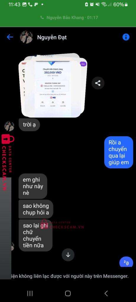 99999090909999 Nguyen Thanh Dat MB bị cảnh báo lừa đảo scam