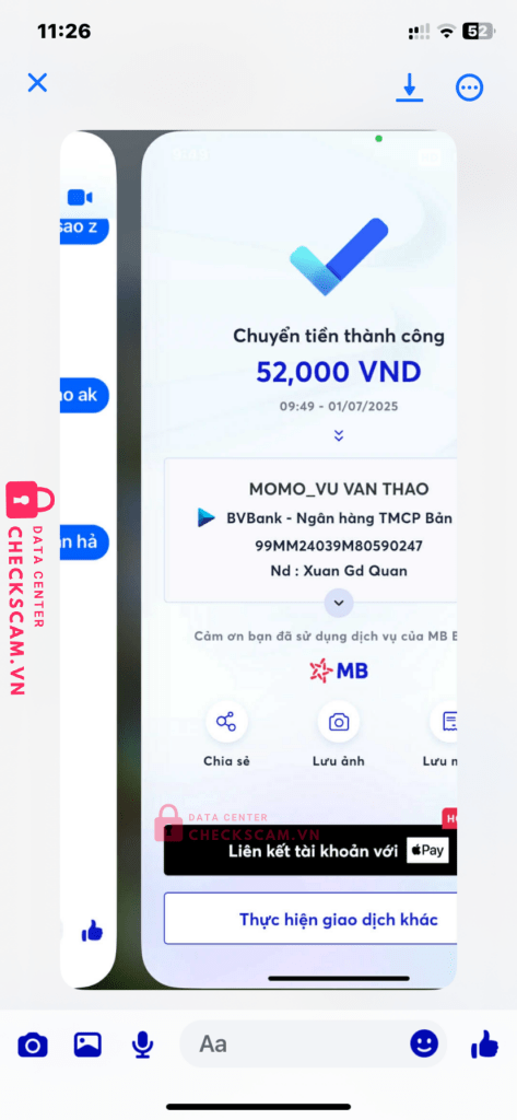 99MM24039M80590247 VU VAN THAO BV BANK bị cảnh báo lừa đảo scam
