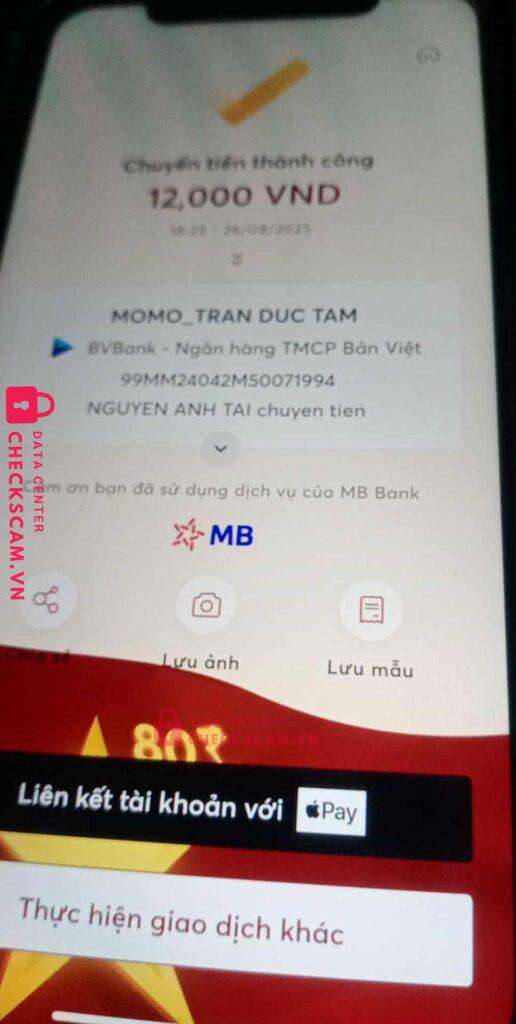 99MM24042M50071994 Tran Duc Tam BV BANK bị cảnh báo lừa đảo scam