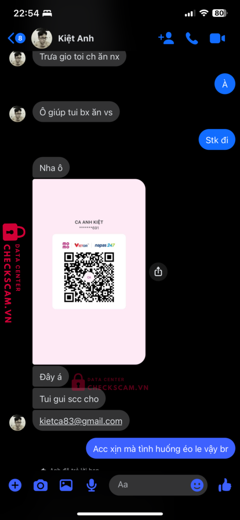 99MM24186M93590809 CA ANH KIET BV BANK bị cảnh báo lừa đảo scam