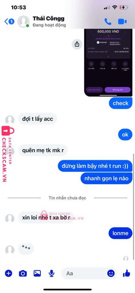 99MM24335M89049967 QUANG VAN CONG BV BANK bị cảnh báo lừa đảo scam