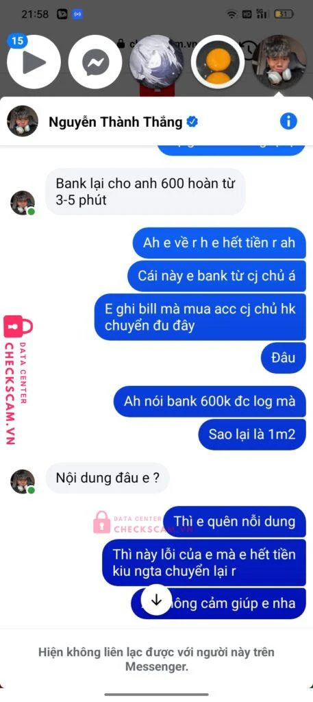 99MM25130M48000120 NGUYEN VAN THANG BV BANK bị cảnh báo lừa đảo scam