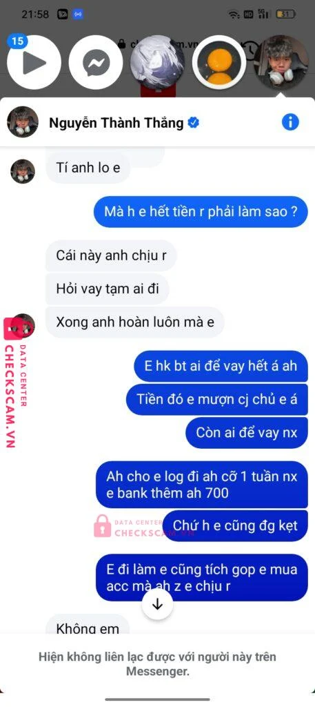 99MM25130M48000120 NGUYEN VAN THANG BV BANK bị cảnh báo lừa đảo scam