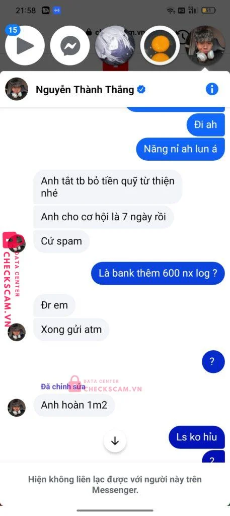 99MM25130M48000120 NGUYEN VAN THANG BV BANK bị cảnh báo lừa đảo scam