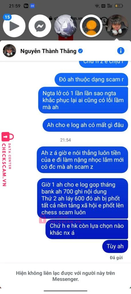 99MM25130M48000120 NGUYEN VAN THANG BV BANK bị cảnh báo lừa đảo scam