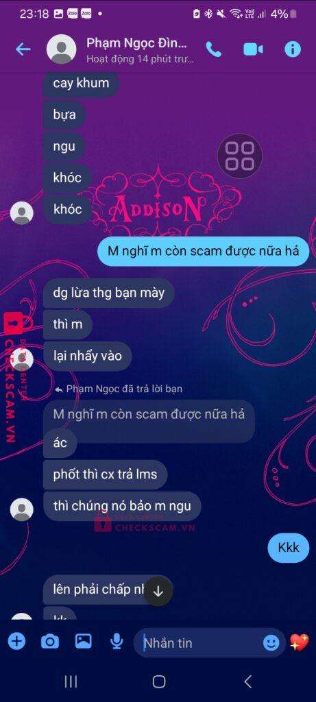 99MM25162M54000139 PHAM NGOC DINH KHIEM BV BANK bị cảnh báo lừa đảo scam