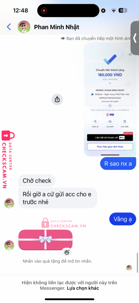 99MM25178M26000020 PHAN MINH NHAT BV BANK bị cảnh báo lừa đảo scam