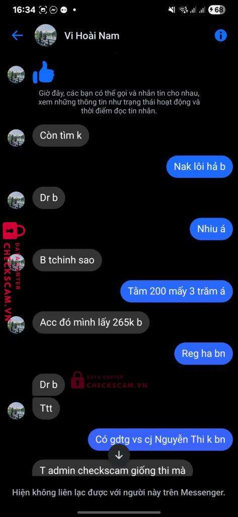 99MM25179M73000059 VI HOAI NAM BV BANK bị cảnh báo lừa đảo scam