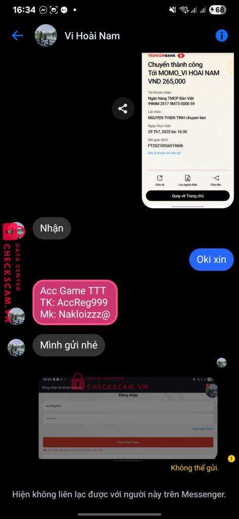 99MM25179M73000059 VI HOAI NAM BV BANK bị cảnh báo lừa đảo scam