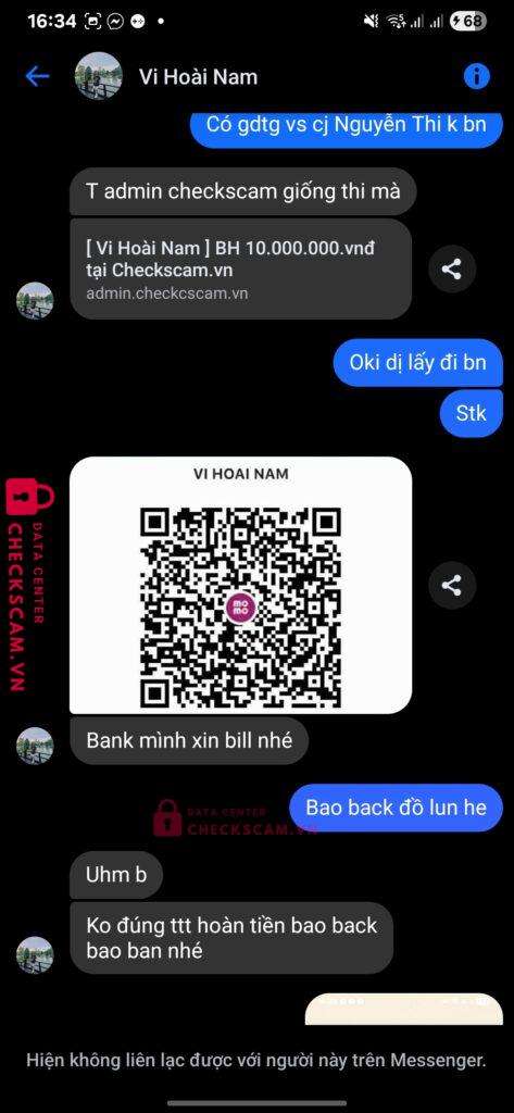 99MM25179M73000059 VI HOAI NAM BV BANK bị cảnh báo lừa đảo scam