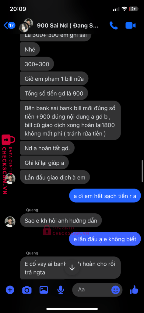 99MM25192M10000350 NGUYEN THANH QUANG BV BANK bị cảnh báo lừa đảo scam