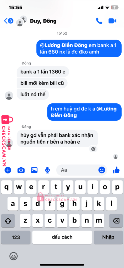 99MM25193M27000315 Luong Dien Dong BV BANK bị cảnh báo lừa đảo scam