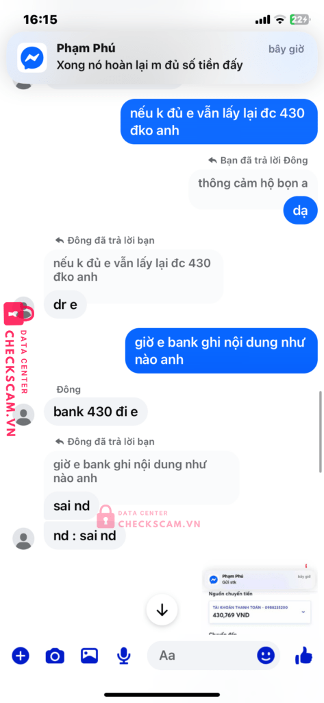 99MM25193M27000315 Luong Dien Dong BV BANK bị cảnh báo lừa đảo scam