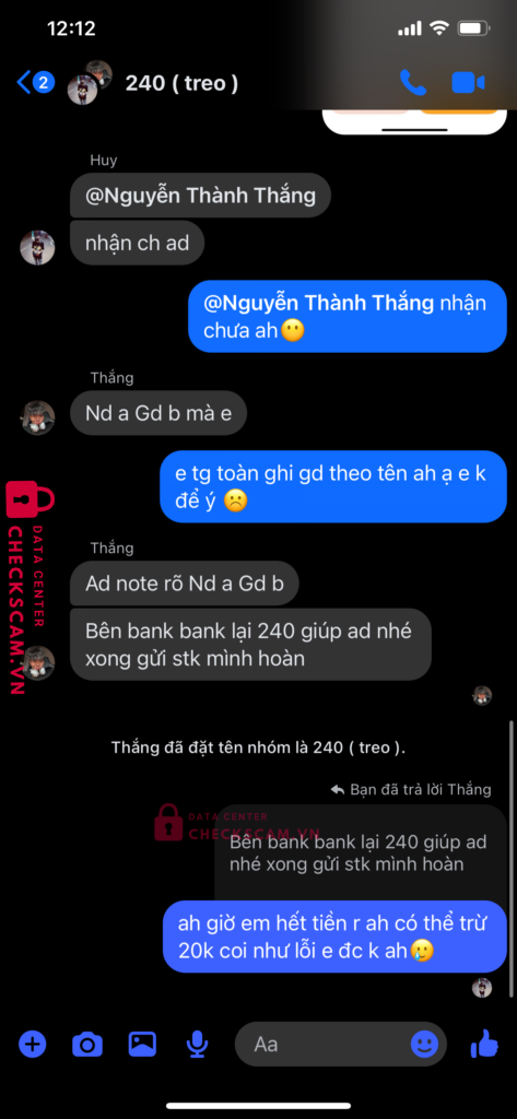 99MM25211M48000362 NGUYEN THANH THANG BV Bank bị cảnh báo lừa đảo scam