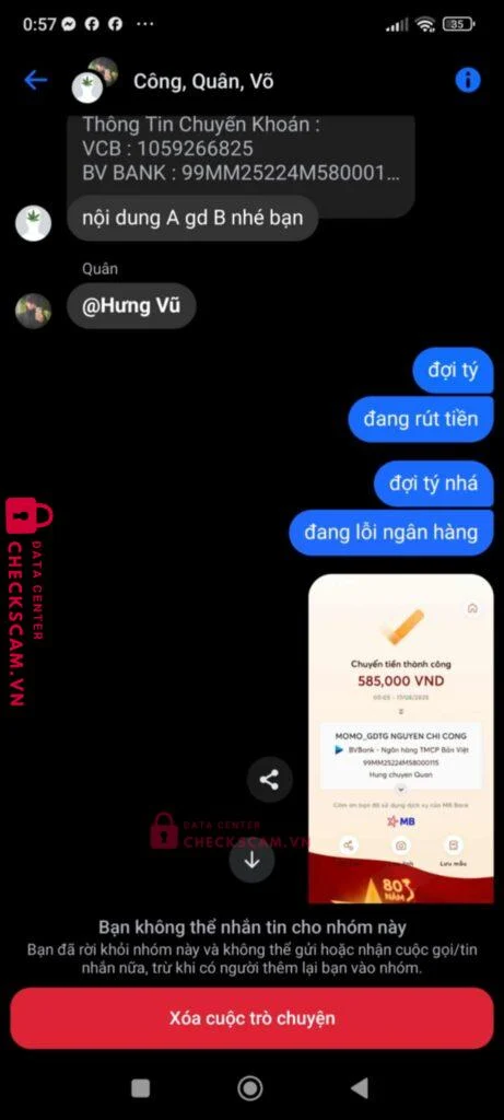99MM25224M58000115 NGUYEN CHI CONG BV BANK bị cảnh báo lừa đảo scam