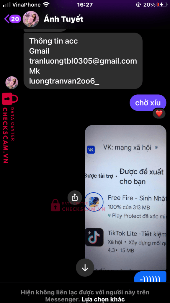 99ZP24141M24614756 Vu Thi Anh Tuyet BV BANK bị cảnh báo lừa đảo scam