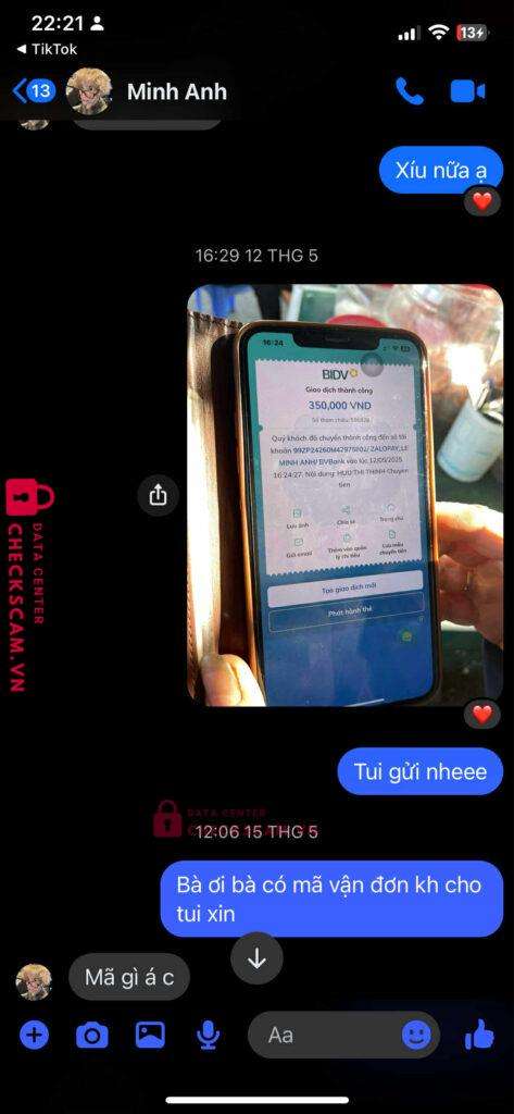99ZP24260M42975802 LE MINH ANH BV BANK bị cảnh báo lừa đảo scam
