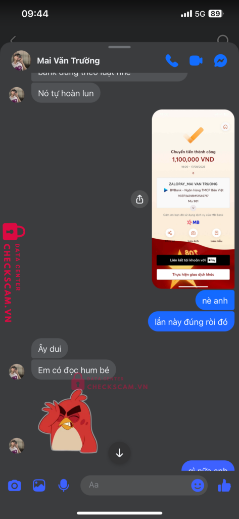 99ZP24318M51569717 MAI VAN TRUONG BV BANK bị cảnh báo lừa đảo scam