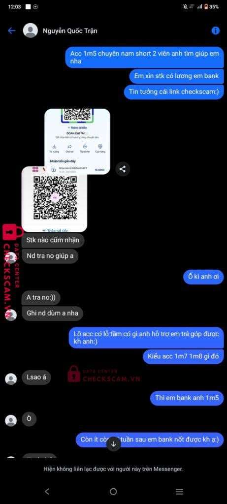 99ZP24337M55767186 Doan Chi Tai BV BANK bị cảnh báo lừa đảo scam