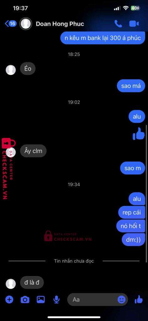 99ZP25055M80605540 DOAN HONG PHUC BV BANK bị cảnh báo lừa đảo scam