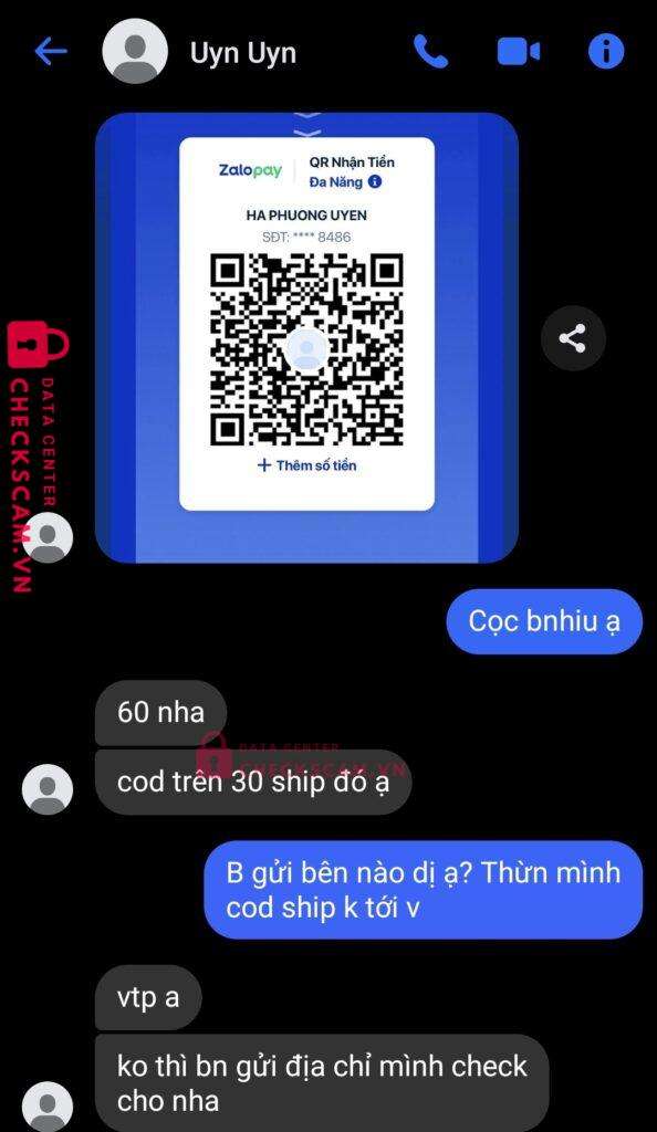 99ZP25066M83949836 Ha Phuong Uyen BV BANK bị cảnh báo lừa đảo scam