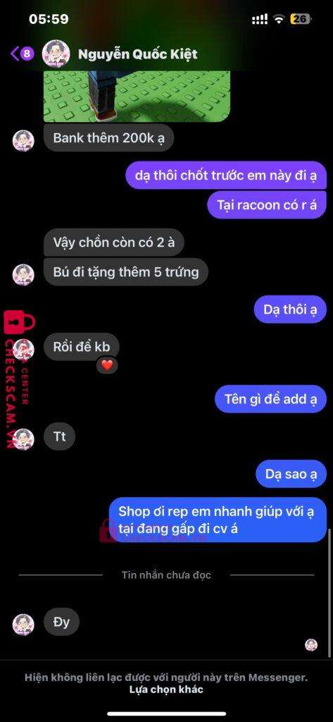 99ZP25115M95316832 Nguyen Quoc Kiet BV BANK bị cảnh báo lừa đảo scam