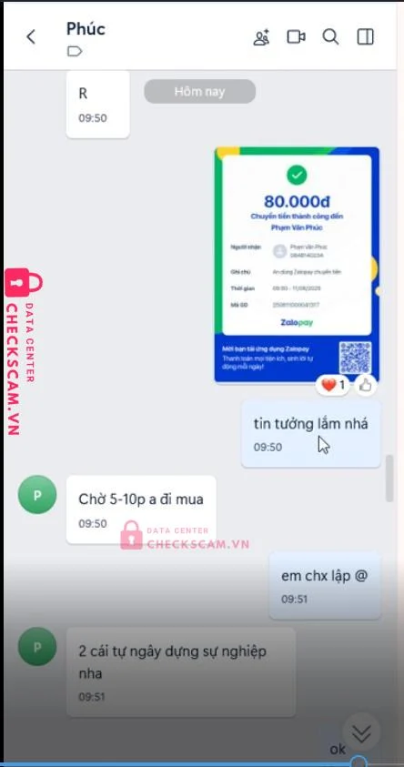 99ZP25124M97289300 PHAM VAN PHUC BV BANK bị cảnh báo lừa đảo scam