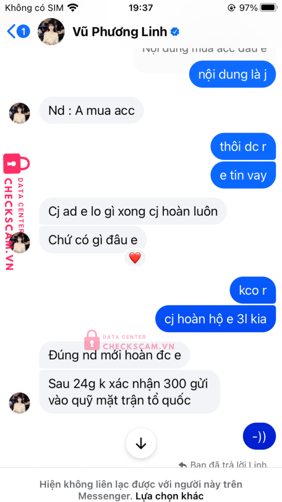 99ZP25150M02864721 TRAN NGOC VAN BV BANK bị cảnh báo lừa đảo scam