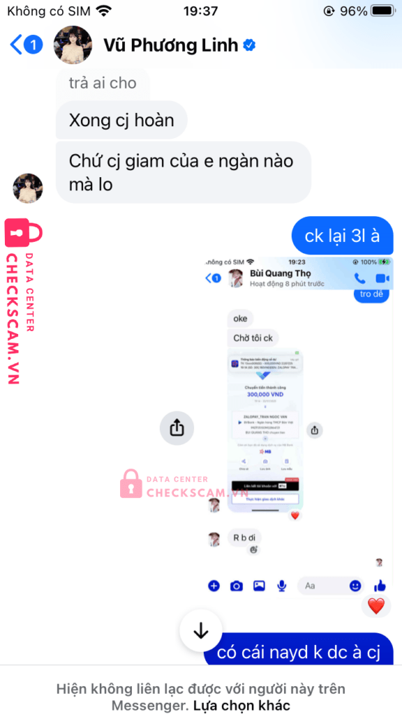 99ZP25150M02864721 TRAN NGOC VAN BV BANK bị cảnh báo lừa đảo scam